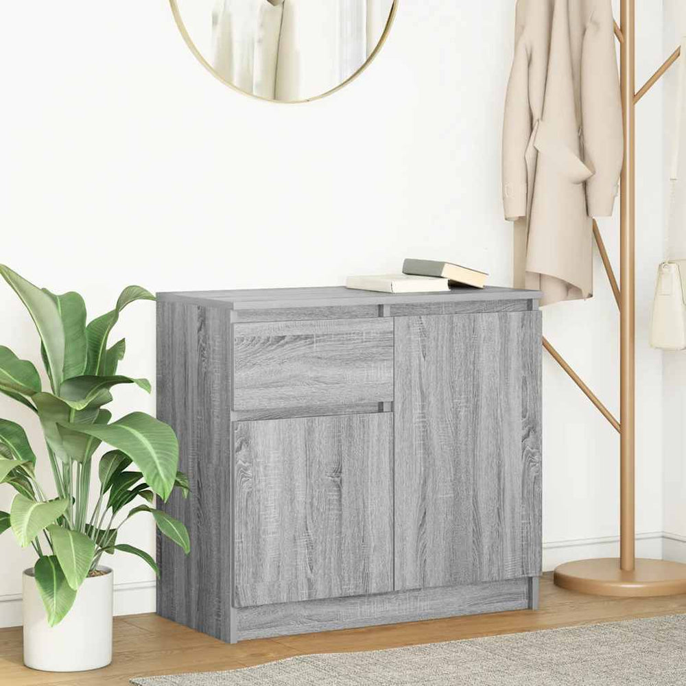 vidaXL Sideboard with Drawer Grey Sonoma 71x35x65 cm Engineered Wood