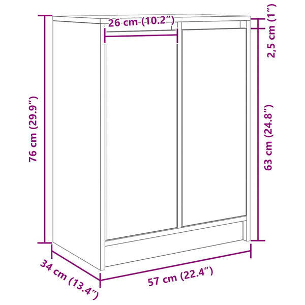 Schwarzes Sideboard Eichenoptik 57 cm