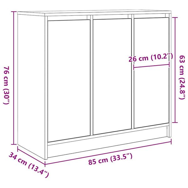 Weißes Sideboard 85 cm Holzwerkstoff