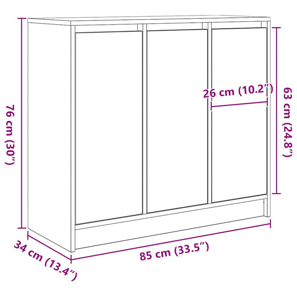 Sideboard Schwarz Eichenoptik 85 cm