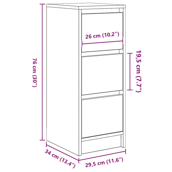 Schwarzes Sideboard Eichen-Optik, 76cm