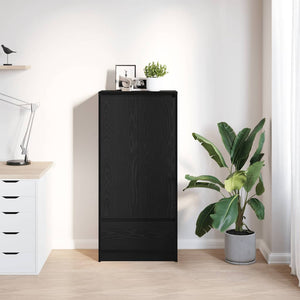 Schrank Schwarz Eichen-Optik mit Schublade