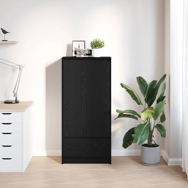 Schrank Schwarz Eichen-Optik mit Schublade