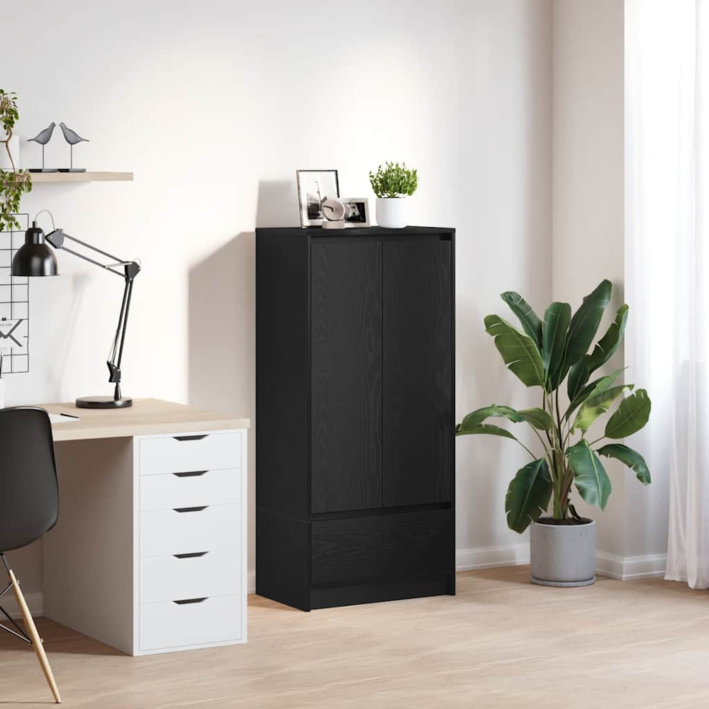 vidaXL Cabinet with Drawer Black Oak Look 55.5x34x119.5 cm