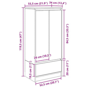 Schrank Räuchereiche mit Schublade 55,5x34x119,5 cm
