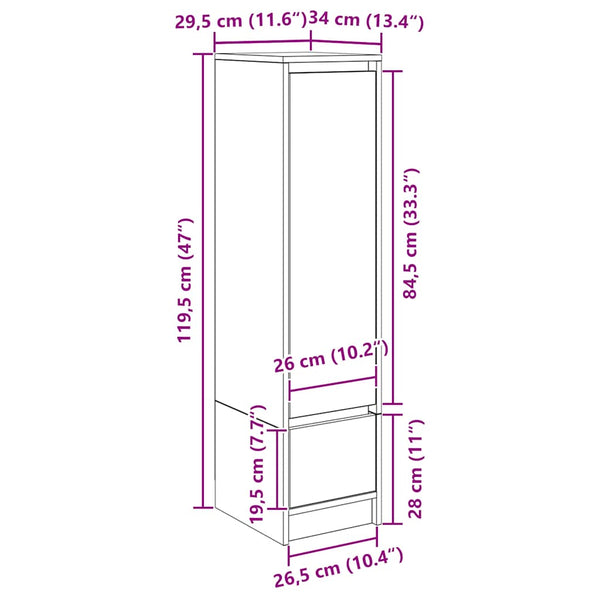Highboard Altholz-Optik, 119,5 cm