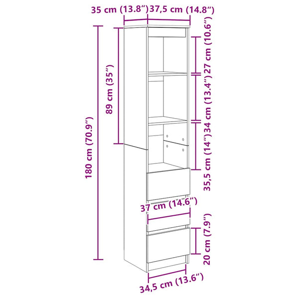 Highboard Braun Eichenoptik 180 cm