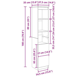 Highboard Schwarz Eichen-Optik 180 cm