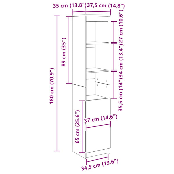 Highboard Sonoma Eiche 37,5x35x180 cm