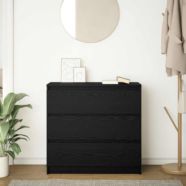 Sideboard Schwarz Eichenoptik 80 cm