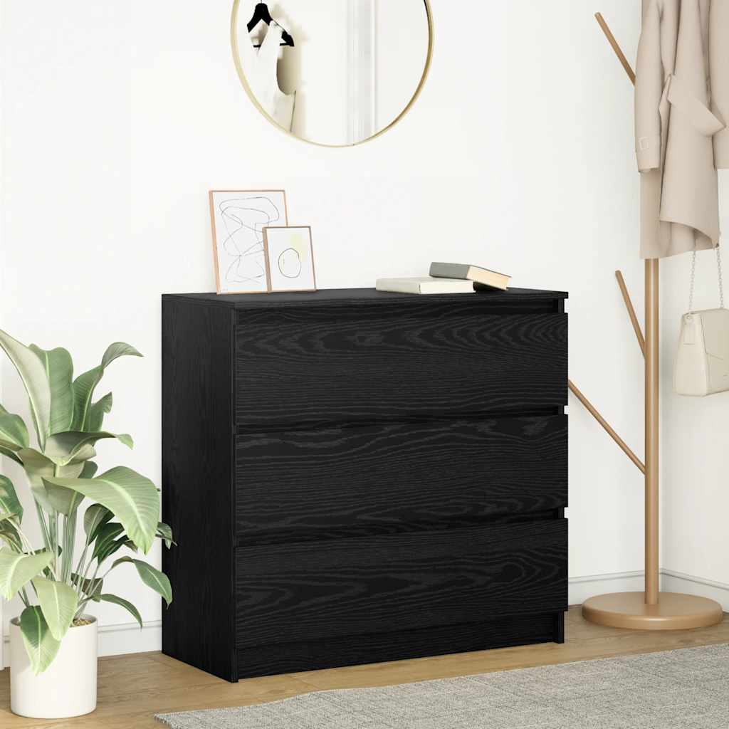 Sideboard Schwarz Eichenoptik 80 cm