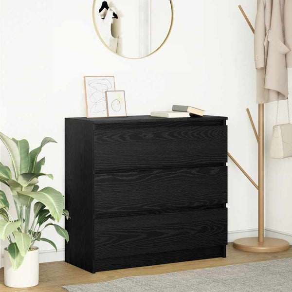Sideboard Schwarz Eichenoptik 80 cm