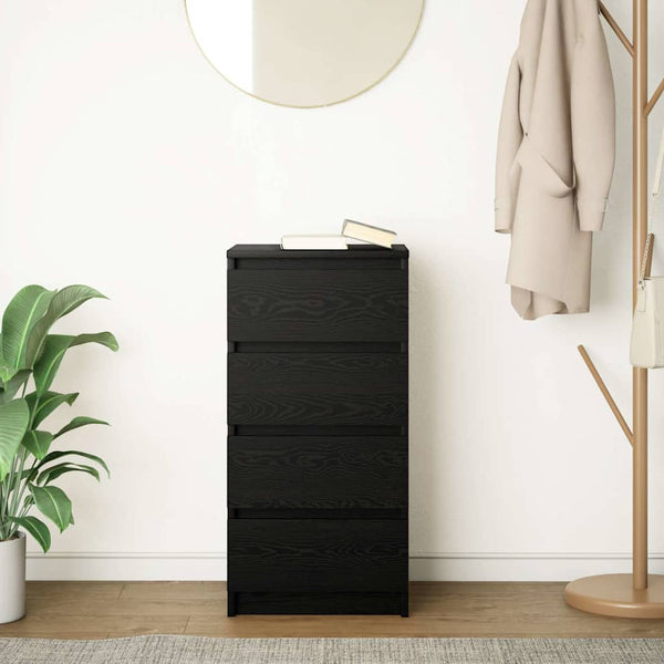 Schwarzes Sideboard Eichenoptik 76cm