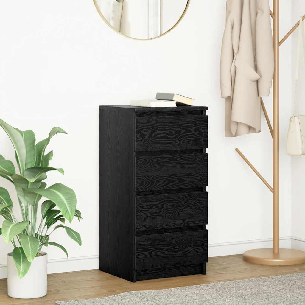 Schwarzes Sideboard Eichenoptik 76cm