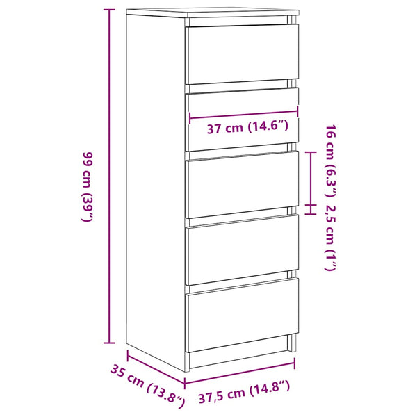 Weißes Sideboard mit Schubladen, 99 cm hoch