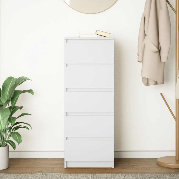 Weißes Sideboard mit Schubladen, 99 cm hoch