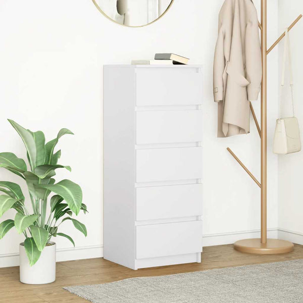 Weißes Sideboard mit Schubladen, 99 cm hoch