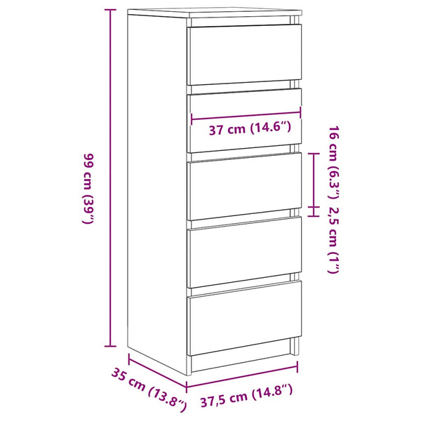 Sideboard Schwarz Eichen-Optik 99cm