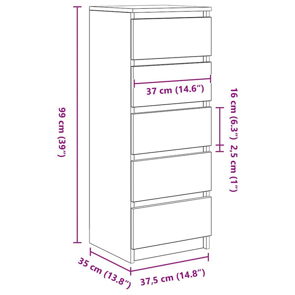 Sideboard Betongrau mit Schubladen