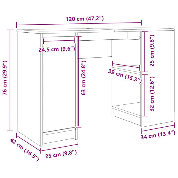 Schreibtisch Braun Eichen-Optik 120 cm