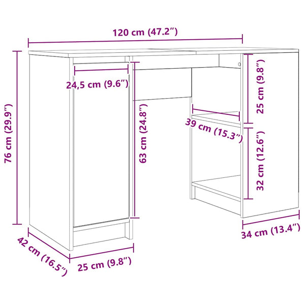 Schreibtisch Altholz-Optik 120 cm