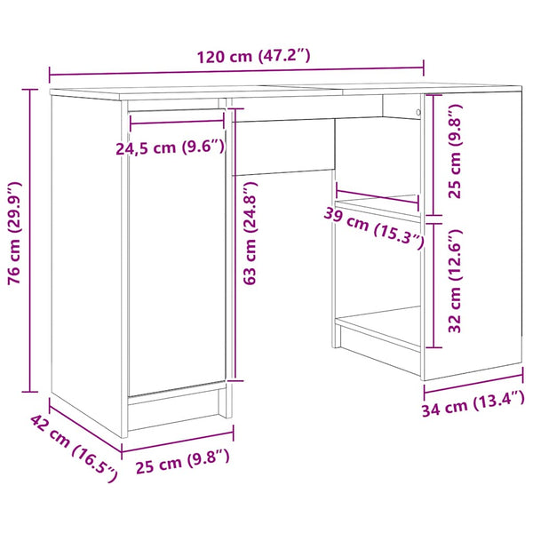 Schreibtisch Artisan Eiche 120x42 cm