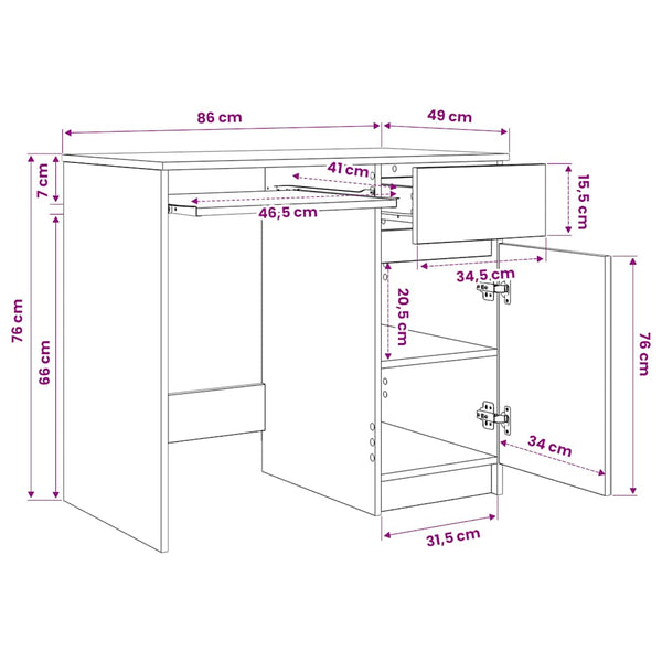 Weißer Schreibtisch 86 cm