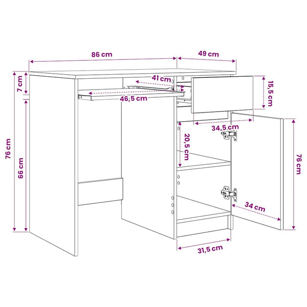 Schreibtisch Betongrau 86 cm