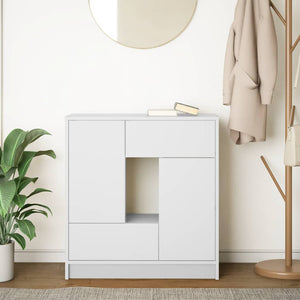 Weißes Sideboard mit Schubladen, 70,5 cm