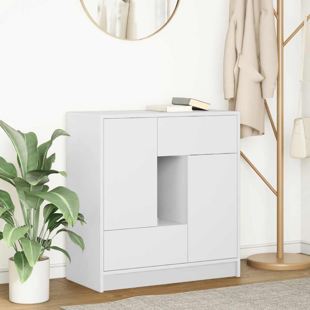 Weißes Sideboard mit Schubladen, 70,5 cm