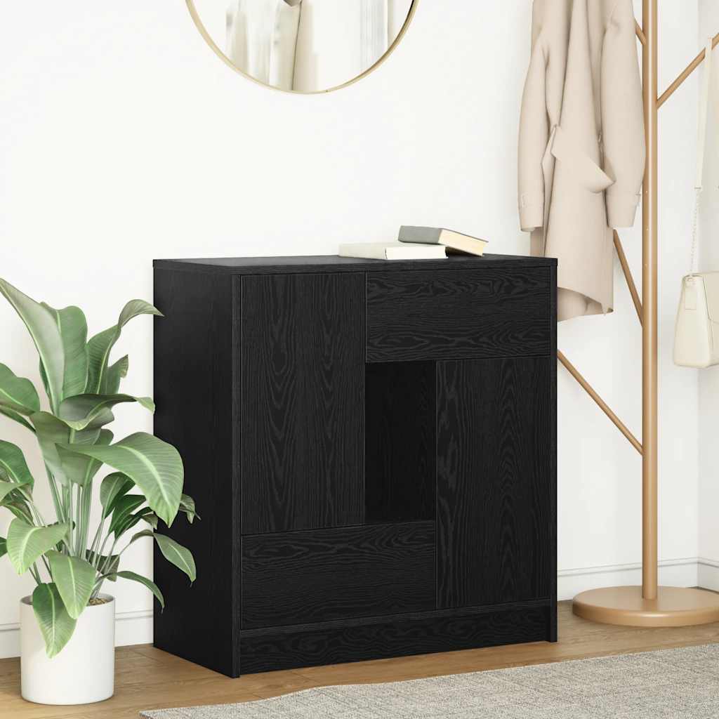 Schwarzes Sideboard Eichen-Optik mit Schubladen