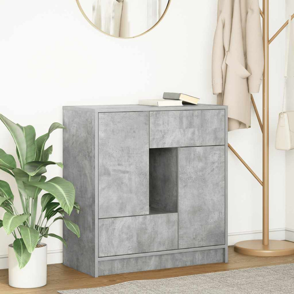 vidaXL Sideboard with Drawers and Doors Concrete Gray 70.5x34x74.5 cm