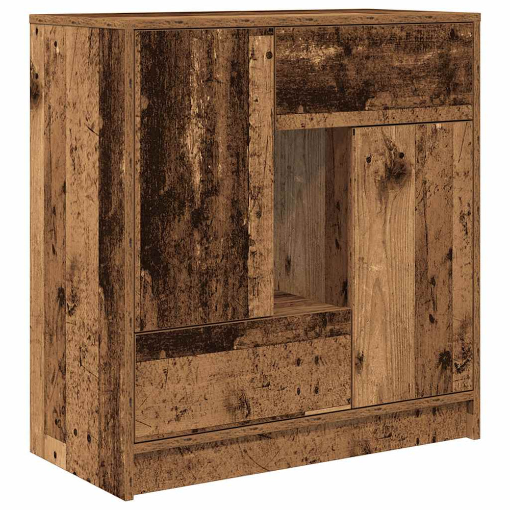 vidaXL Sideboard with Drawers and Doors Reclaimed Wood Look 70.5x34x74.5cm