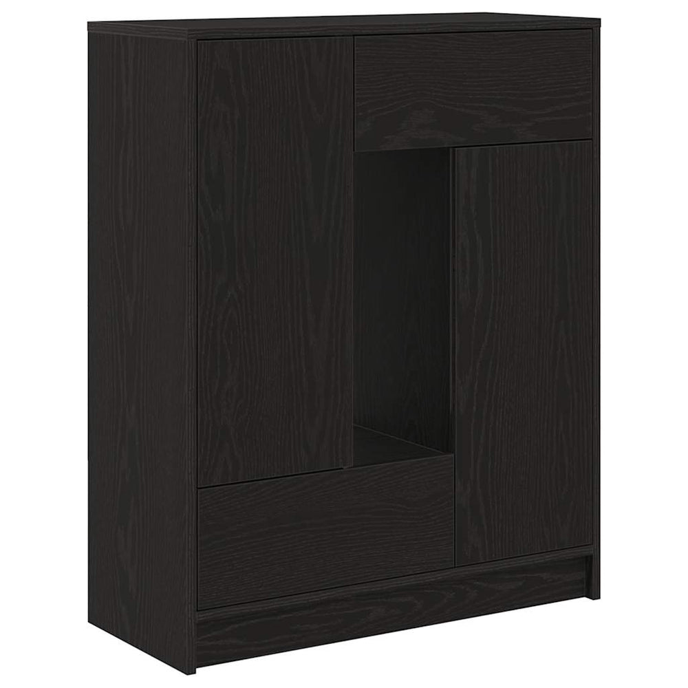 vidaXL Sideboard with Drawers Doors Black Oak Look 73x31x90 cm