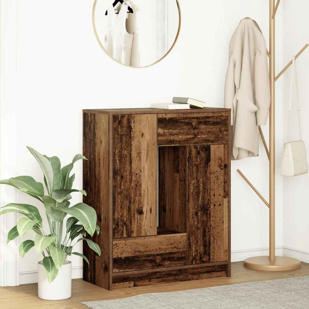 vidaXL Sideboard with Drawers and Doors Reclaimed Wood Look 73x31x90 cm