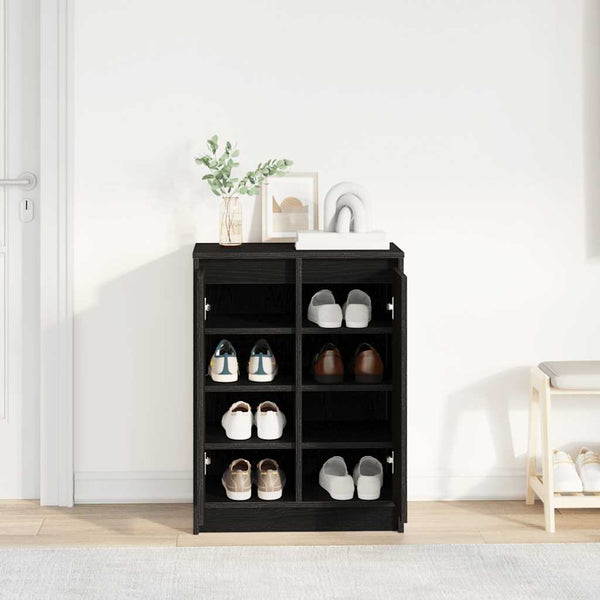 Schuhschrank Schwarz Eichen-Optik 57x34x76 cm