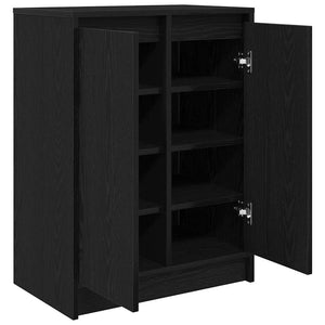 Schuhschrank Schwarz Eichen-Optik 57x34x76 cm