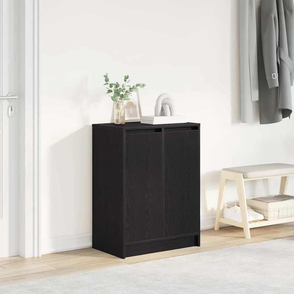 Schuhschrank Schwarz Eichen-Optik 57x34x76 cm