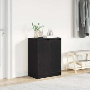 Schuhschrank Schwarz Eichen-Optik 57x34x76 cm