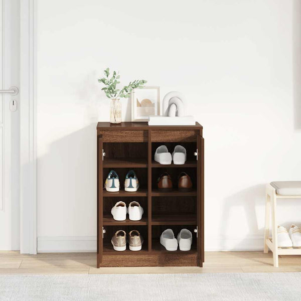 Schuhregal Braun Eichen-Optik 57x34x76 cm