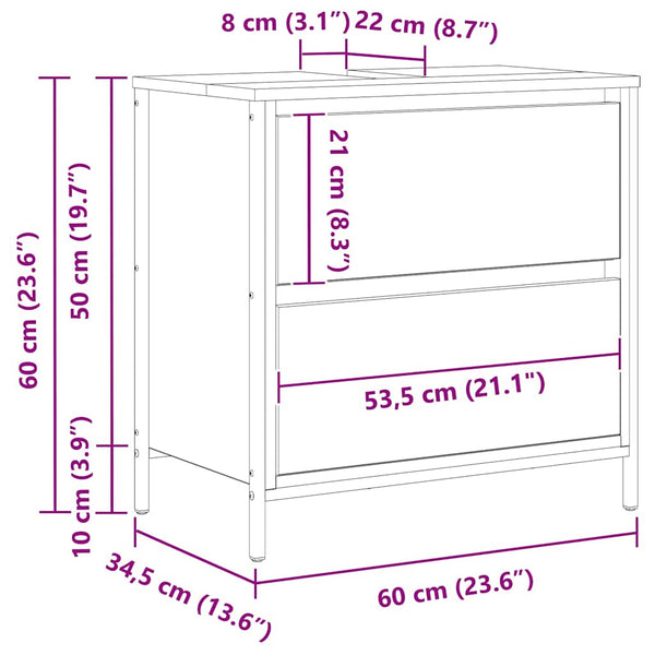 Waschbeckenunterschrank Grau Sonoma 60cm