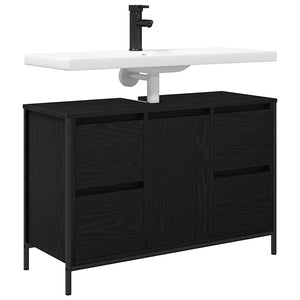 Waschbeckenunterschrank Schwarz Eichen-Optik