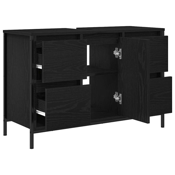 Waschbeckenunterschrank Schwarz Eichen-Optik