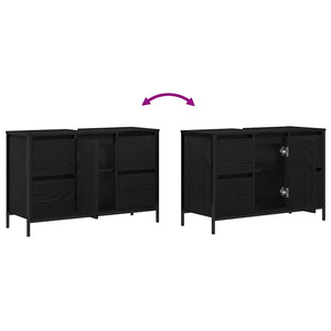 Waschbeckenunterschrank Schwarz Eichen-Optik