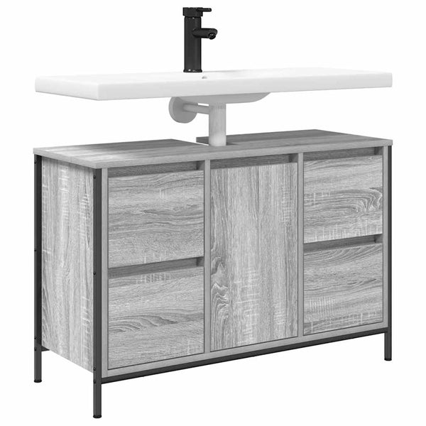 Waschbeckenunterschrank mit Schubladen Grau Sonoma 90x34,5x60cm