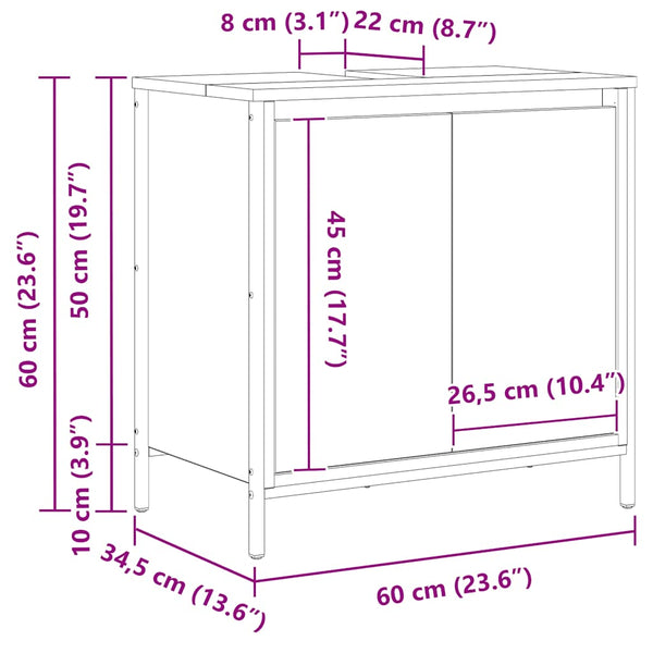 Schwarzer Waschbeckenunterschrank 60 cm