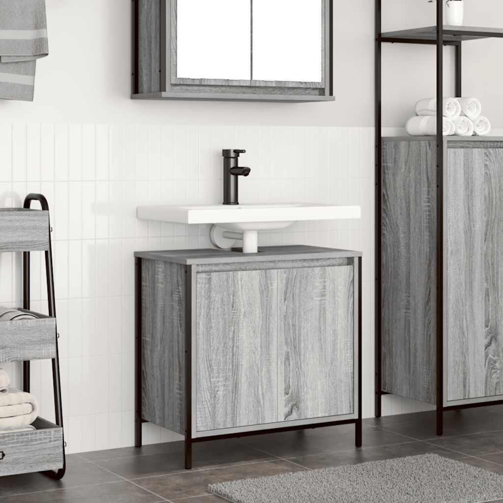 Waschbeckenunterschrank Grau Sonoma 60 cm