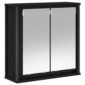Bad-Wandschrank mit Spiegel, Schwarz Eichen-Optik