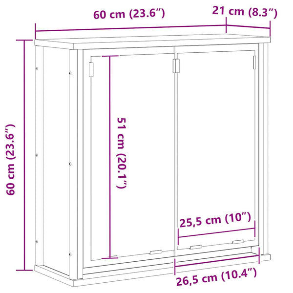 Bad-Wandschrank mit Spiegel, Schwarz Eichen-Optik