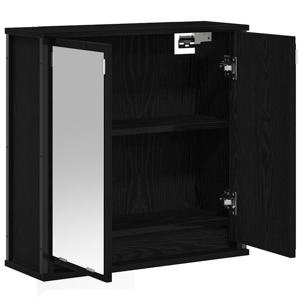 Bad-Wandschrank mit Spiegel, Schwarz Eichen-Optik